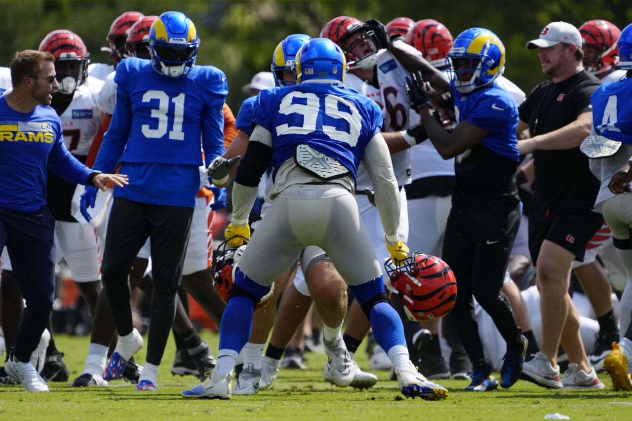 NEWS Rams DT Aaron Donald Caught On Video Swinging Bengals Helmet At Opposing Players During